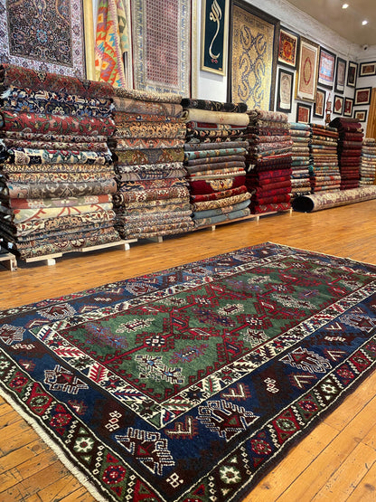 Geometric Pattern Turkish Dosemealti Handmade Green Bacground Area Carpet Cappadocia Rug Collection