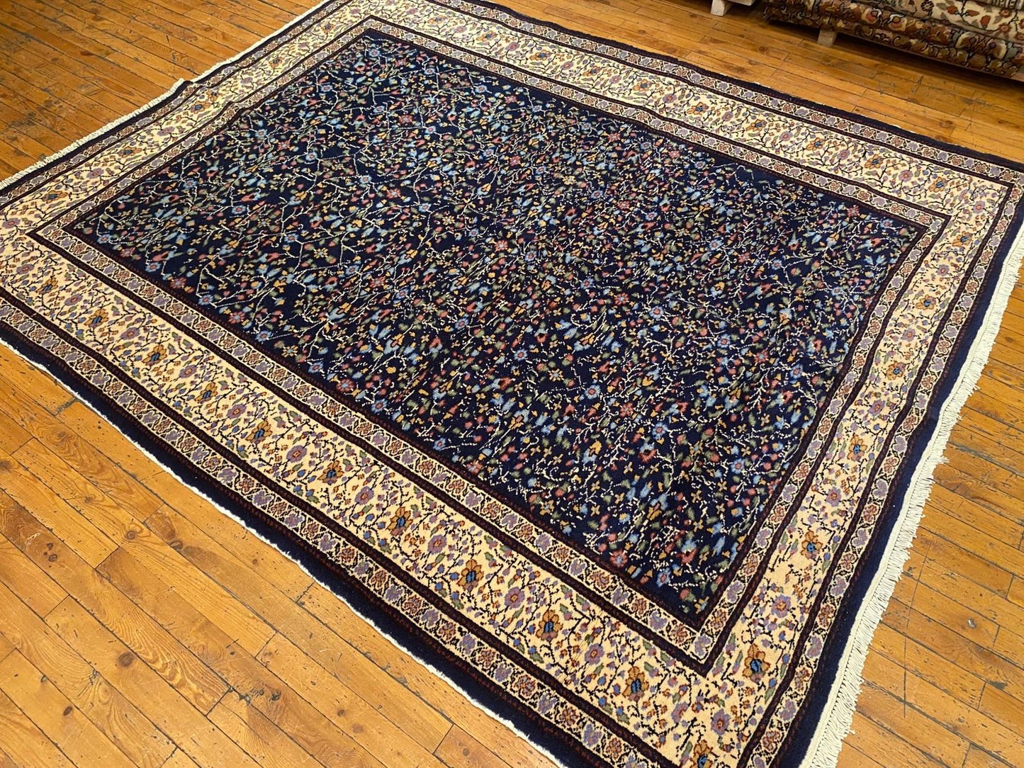 Handmade Turkish Floral Rug - Premium Vintage Oriental Carpet 6x7 Feet
