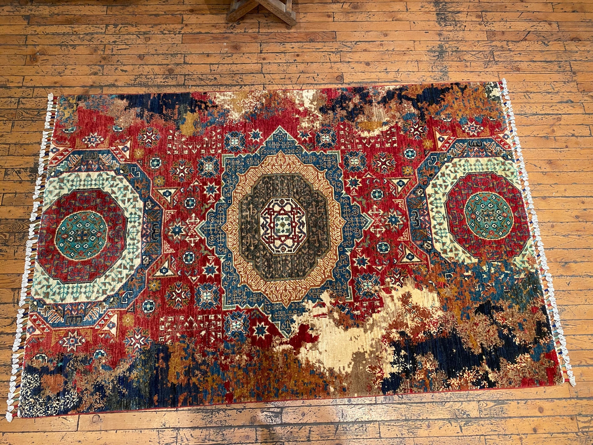 Colorful Geometric Handmade  Rug 4x6 ft (120x180 cm) - Natural Dye Wool Cappadocia Rug Collection