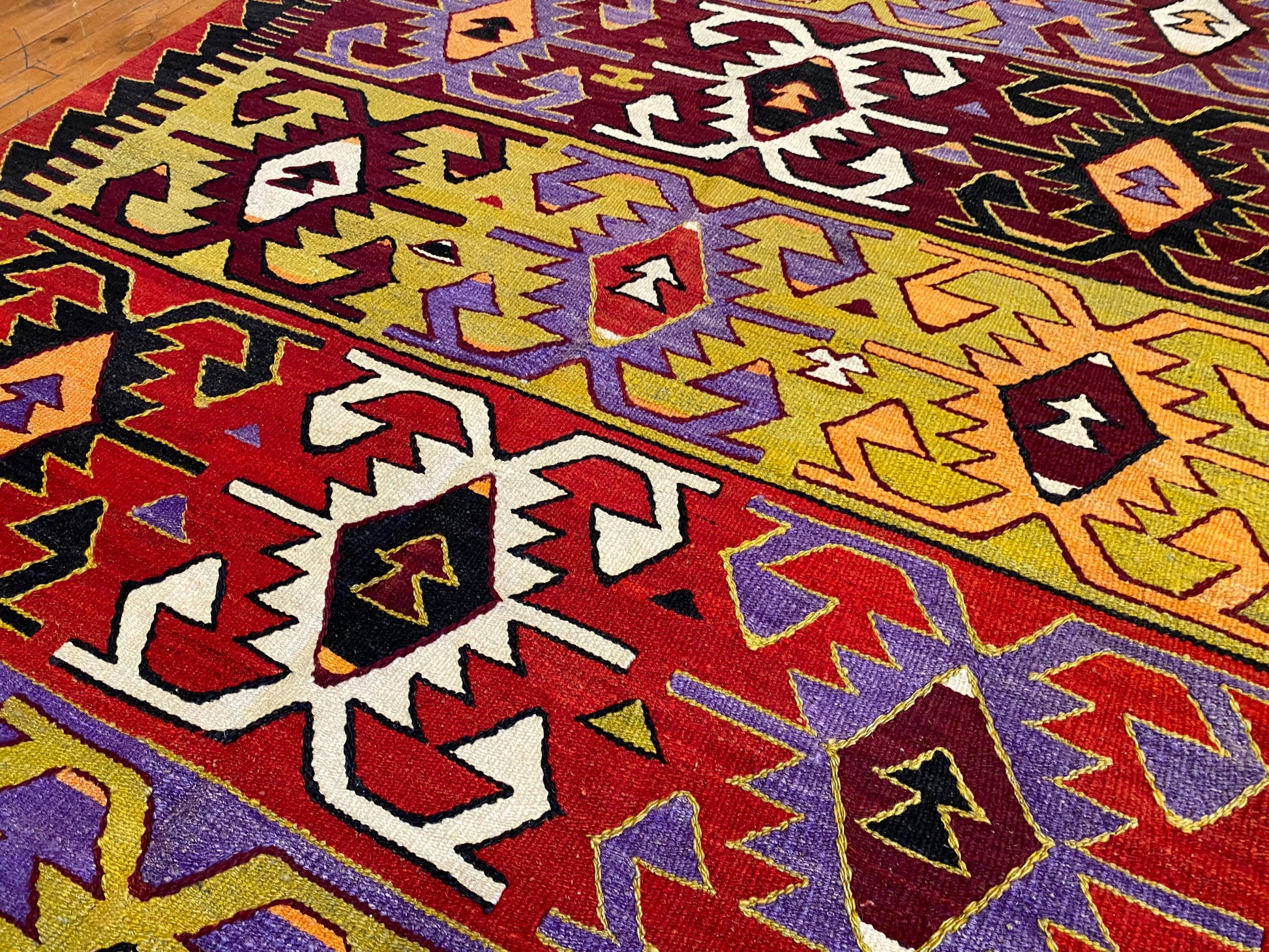 Anatolian Antique Handmade Kilim Rug - Vintage Turkish Wool Carpet 5x9.4 ft Cappadocia Rug Collection