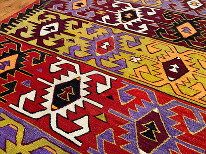 Anatolian Antique Handmade Kilim Rug - Vintage Turkish Wool Carpet 5x9.4 ft Cappadocia Rug Collection