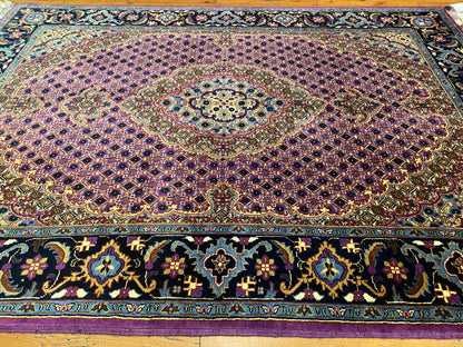 Geometric Design Handmade Wool Area Rug, Knotted Pile 5”x7”ft