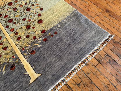 Handwoven Wool Rug – Tree of Life Design, Oriental Handmade Carpet 5x7ft Cappadocia Rug Collection
