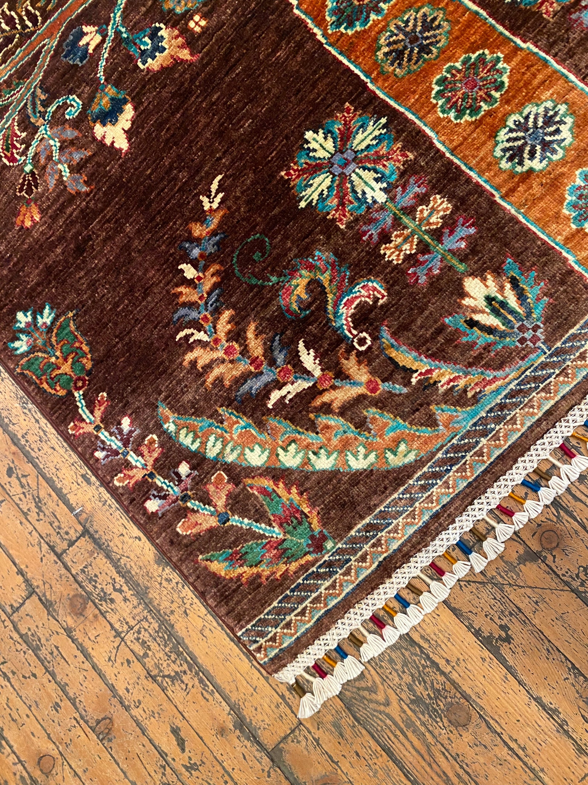 Brown Wool Carpet - Natural Dye Area Rug 4x6ft Cappadocia Rug Collection