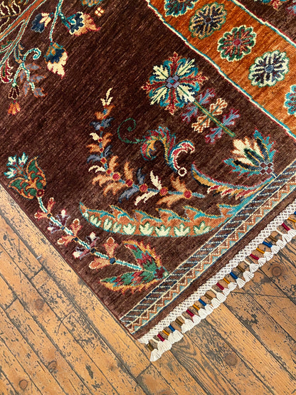 Brown Wool Carpet - Natural Dye Area Rug 4x6ft Cappadocia Rug Collection