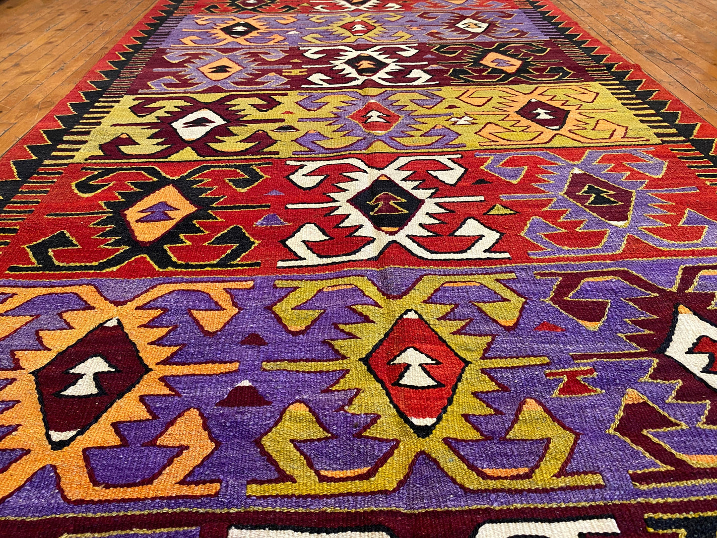 Anatolian Antique Handmade Kilim Rug - Vintage Turkish Wool Carpet 5x9.4 ft Cappadocia Rug Collection