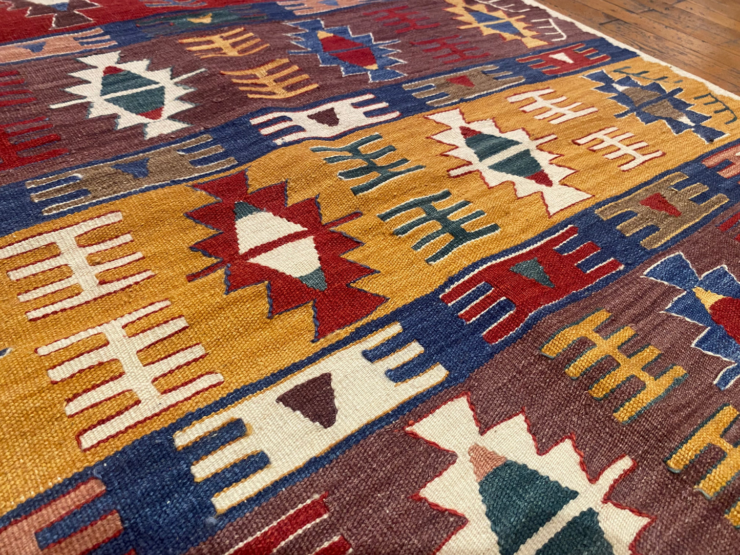 Vintage Anatolian Kilim | Handmade Turkish Flatweave with Tribal Patterns 3x4ft