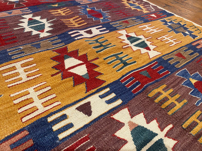 Vintage Anatolian Kilim | Handmade Turkish Flatweave with Tribal Patterns 3x4ft