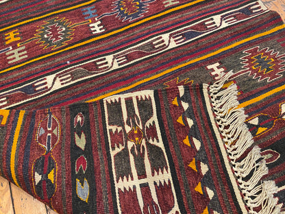 Turkish Wool Kilim Rug 3x4 ft - Handwoven Vintage Flatweave Carpet Cappadocia Rug Collection