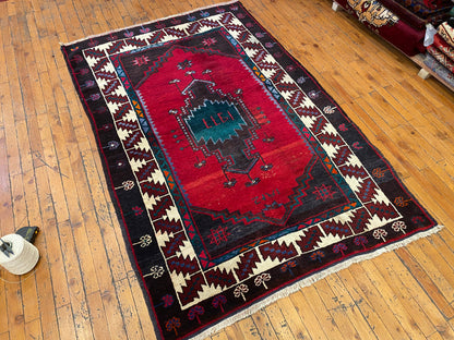 Dark Colors Traditional Handmade Rug 4x6ft