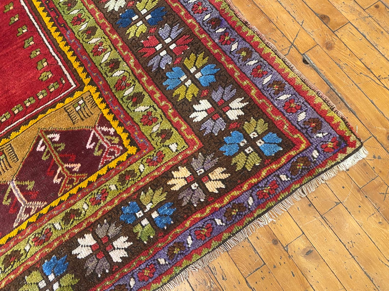 Anatolian Natural Dye Perfect Condition Area Antique Rug Cappadocia Rug Collection