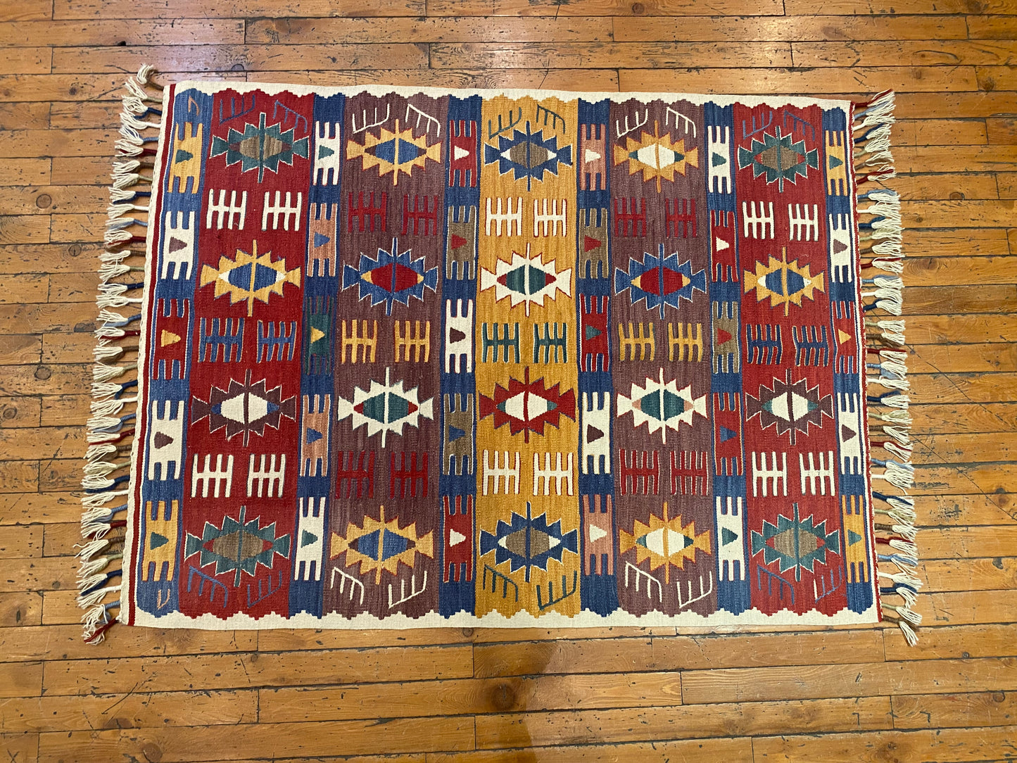 Vintage Anatolian Kilim | Handmade Turkish Flatweave with Tribal Patterns 3x4ft