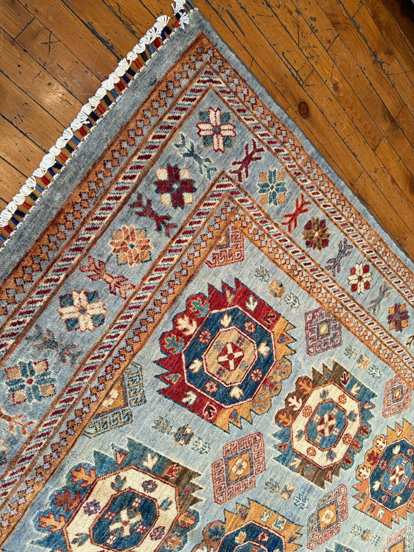 Turquoise Anatolian Handmade Area Carpet 6 x 8 ft Cappadocia Rug Collection