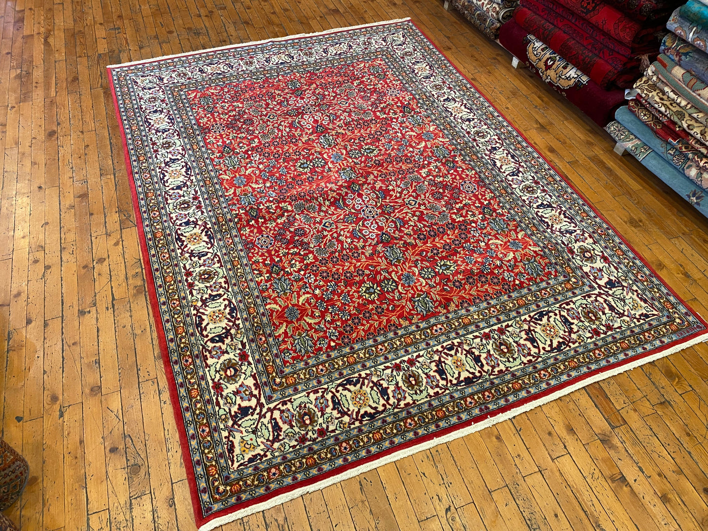 Exclusive Red Hereke Rug - Hand-Knotted Turkish Carpet 6x8 ft Cappadocia Rug Collection