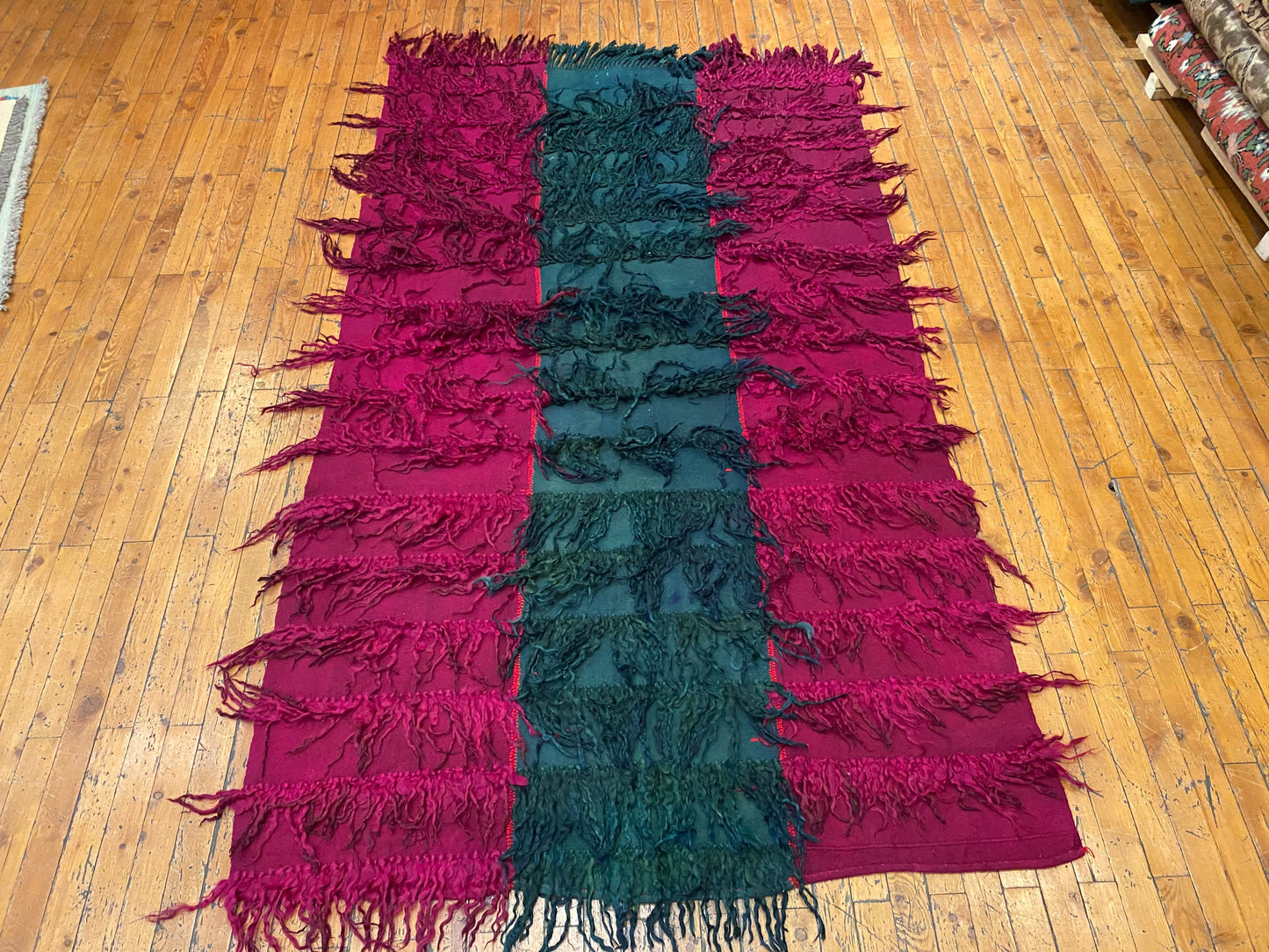 Burgundy Wall Hanging Tulu Kilim Rug | Turkish Handwoven Decor Cappadocia Rug Collection