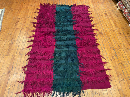 Burgundy Wall Hanging Tulu Kilim Rug | Turkish Handwoven Decor Cappadocia Rug Collection