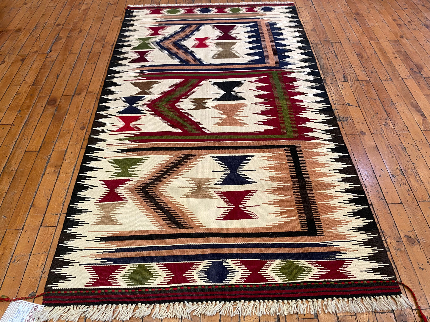 Anatolia Geometric Design Kilim Rug 3x6 ft - Handwoven Turkish Kilim Runner Cappadocia Rug Collection