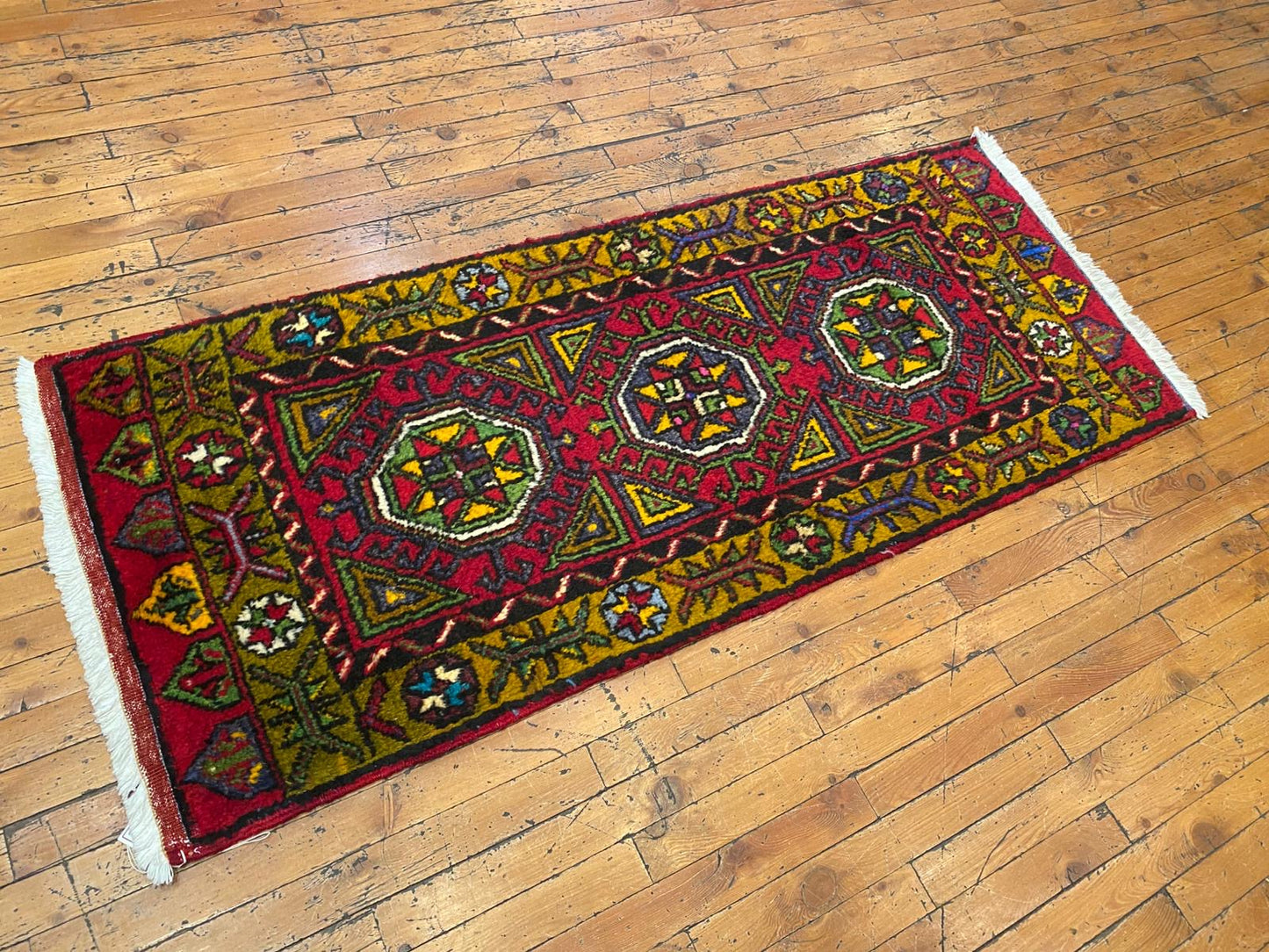 Antique Small Turkish Rug 2x5 - Vintage Handwoven Rug