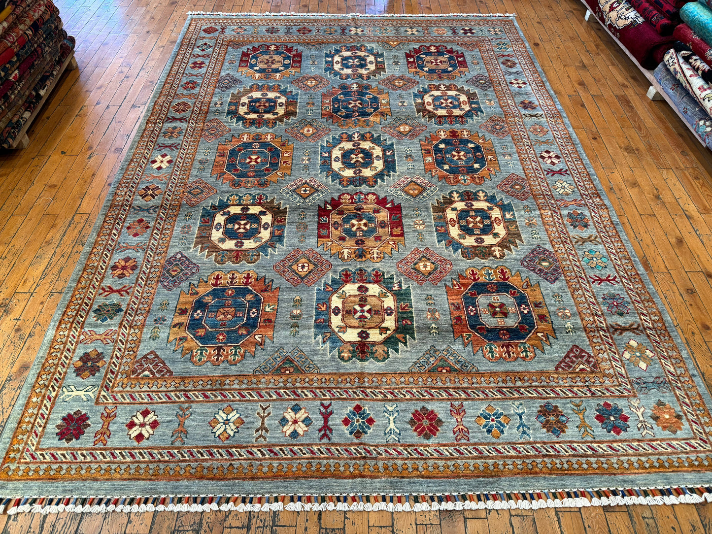 Turquoise Anatolian Handmade Area Carpet 6 x 8 ft Cappadocia Rug Collection