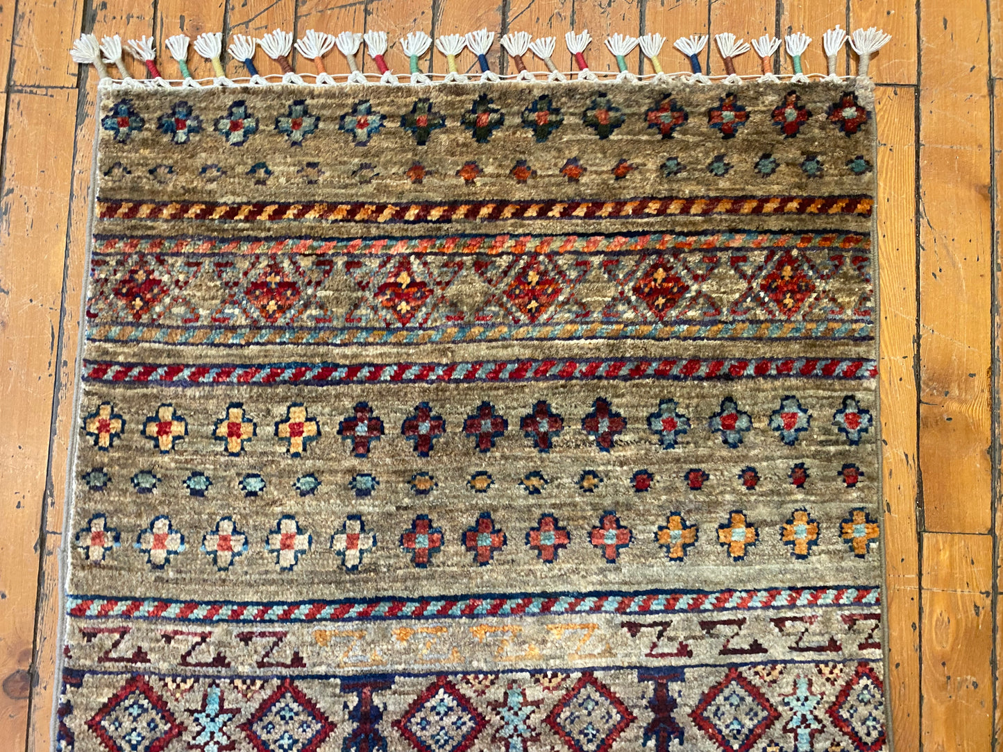 Geometric Entryway Carpet - Handmade Turkish Rug 2x3 ft