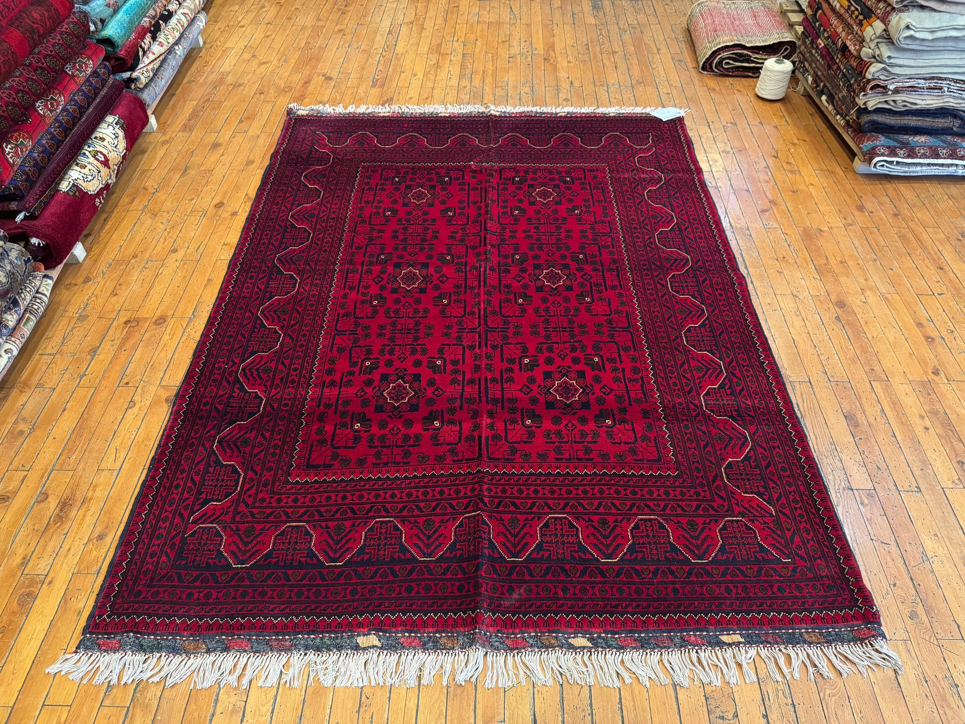 Vintage Burgundy Handmade Rug – Wool, Traditional Motifs 5x7ft Cappadocia Rug Collection