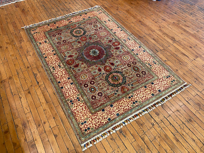 Handmade Mamluk Rug - Geometric Design 4'x6' | Premium Wool Carpet  ADN Cappadocia Rug Collection