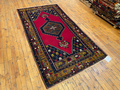 Turkish Wool Rug from Cappadocia ,Yahyali Pattern ,Double Knotted, Natural Dyes
