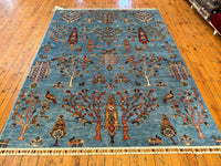 5x7 ft Traditional Tree of Life Handmade Wool Carpet | Authentic Hand Knotted Oriental Rug | Natural Dye Turkish Area Rug