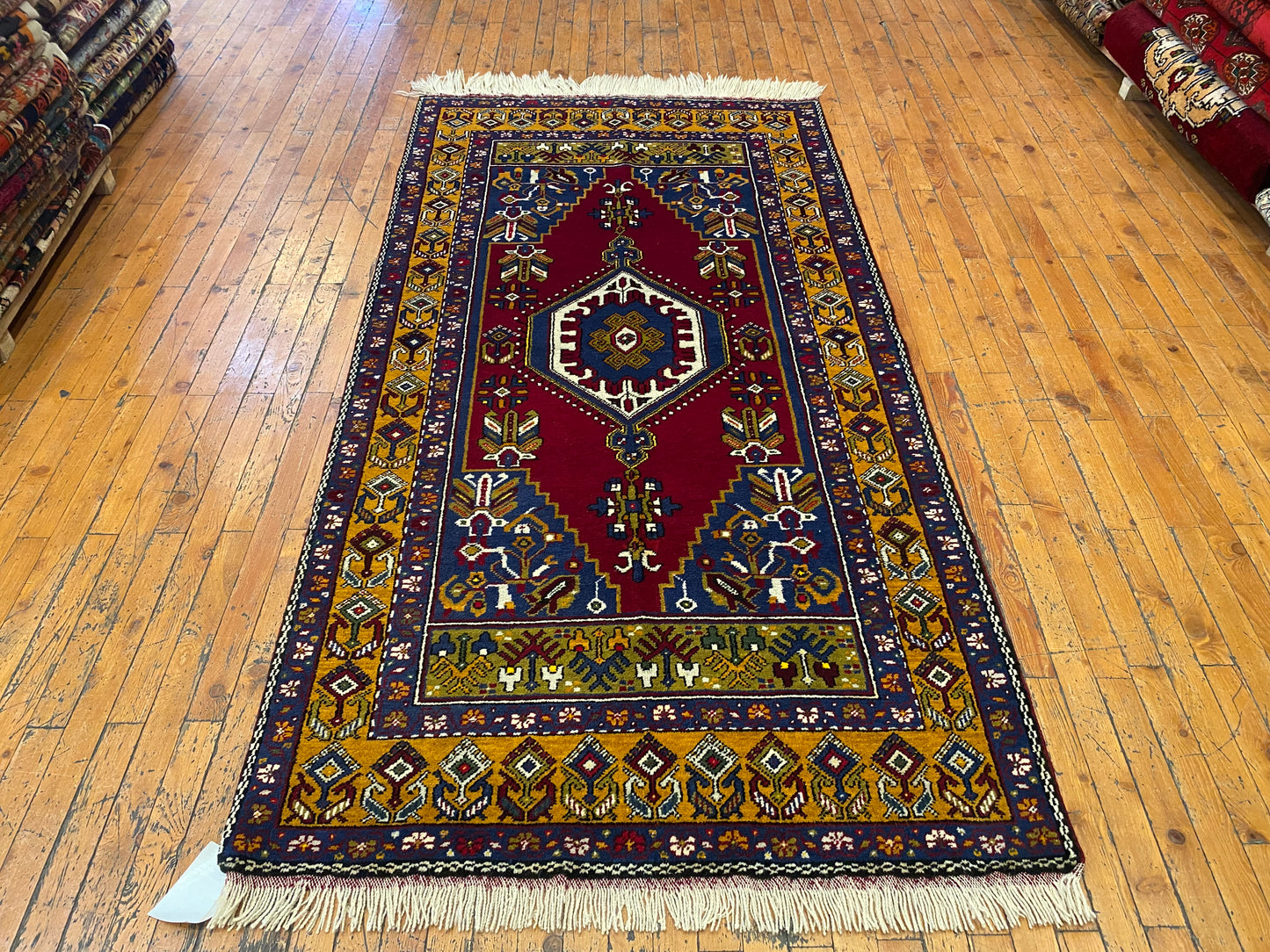 Handmade Anatolian Rug – Authentic Turkish Wool Carpet with Tribal & Geometric Design – Vintage Boho Area Rug 3x7ft