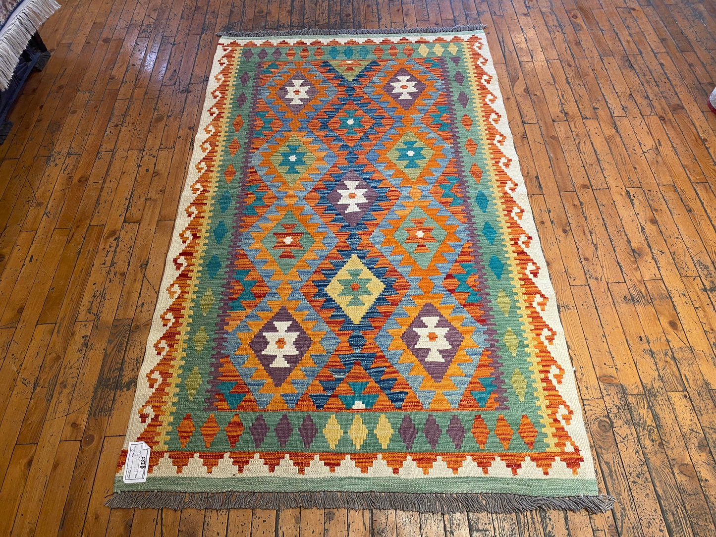 Geometric Handmade Kilim Rug 4x6 ft  - Authentic Anatolian Flatweave Cappadocia Rug Collection