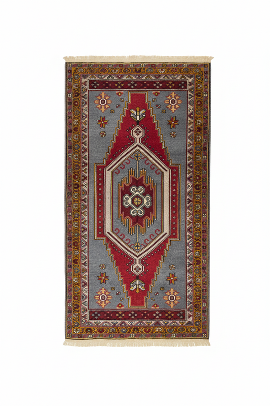 3x6ft Nomadic Turkish Area Carpet - 3 feet×6 feet tam uzunluk beyaz arka plan