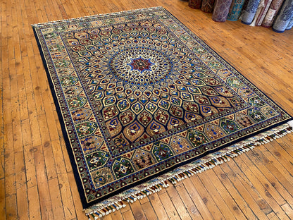 Luxurious Hand-Knotted Wool Oriental Carpet - Geometric Motif 5”x7”