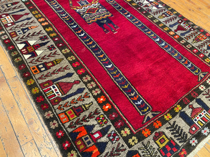 Anatolian Turkish Handmade Rug 4x7 ft - Vintage Wool Carpet Cappadocia Rug Collection