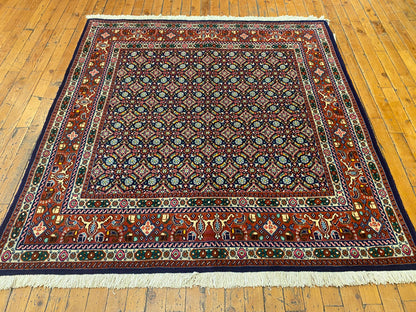 Hereke Square Rug 4x4 ft - Handwoven Turkish Carpet Premium Quality Cappadocia Rug Collection