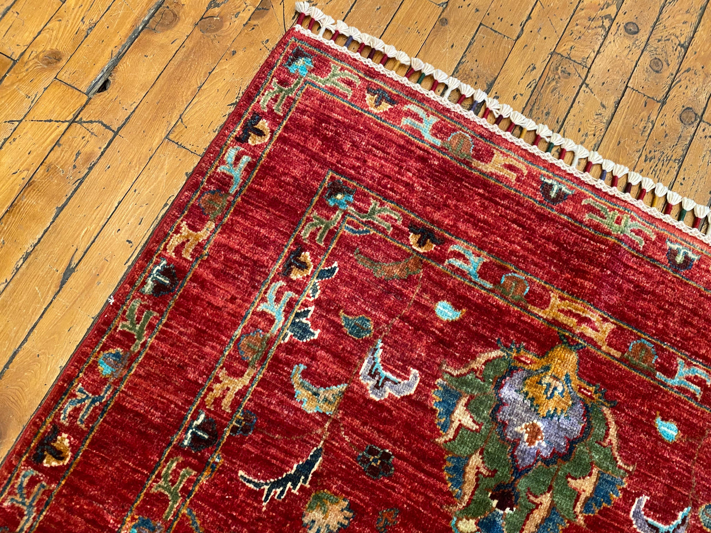 Red Floral Handmade Rug 3x5 ft 155x95 cm Cappadocia Rug Collection