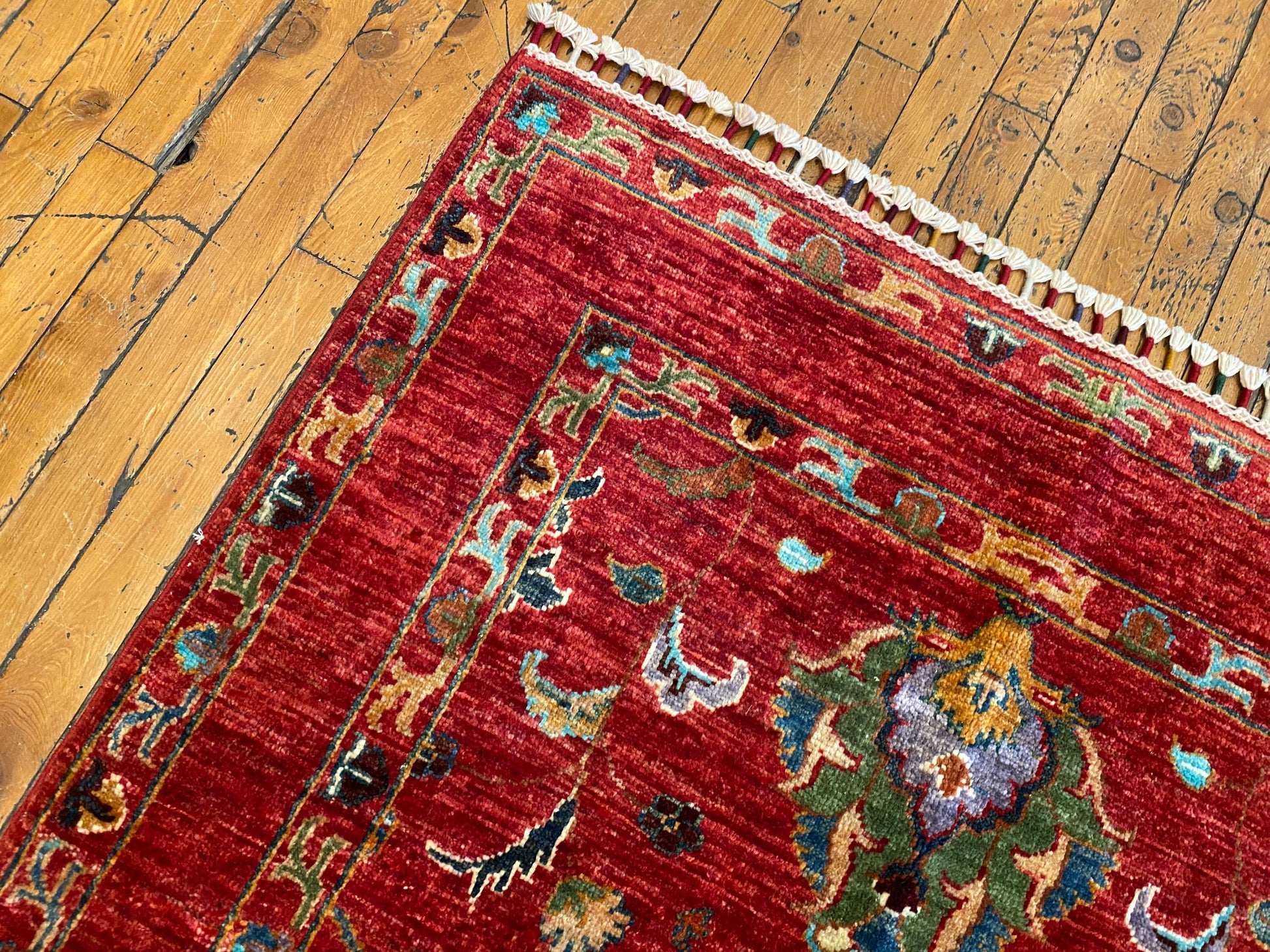 Red Floral Handmade Rug 3x5 ft 155x95 cm Cappadocia Rug Collection