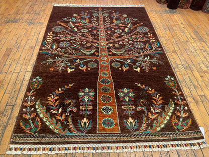 Brown Wool Carpet - Natural Dye Area Rug 4x6ft Cappadocia Rug Collection