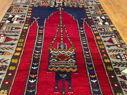 Anatolian Turkish Handmade Rug 4x7 ft - Vintage Wool Carpet Cappadocia Rug Collection