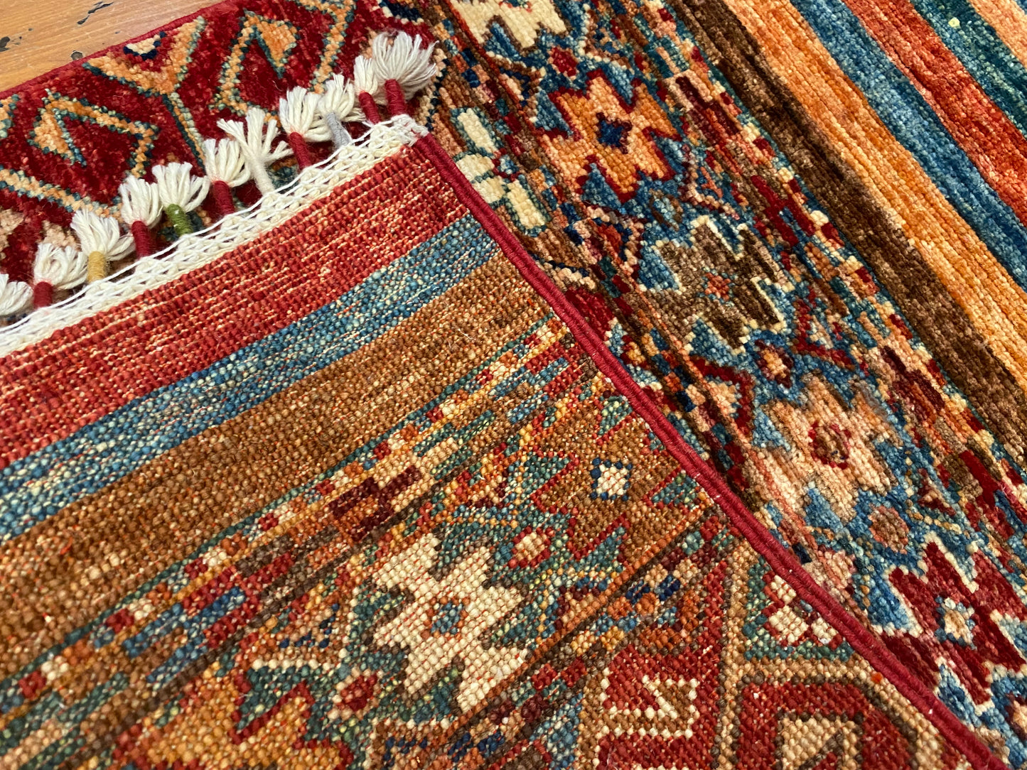 Handmade Wool Runner – Geometric Stripes Hallway Rug 2x7ft