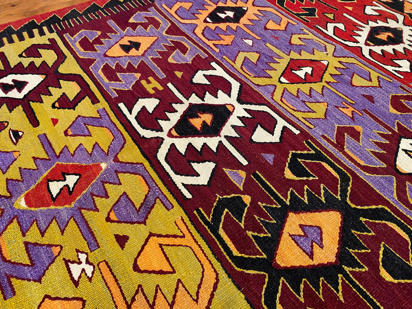 Anatolian Antique Handmade Kilim Rug - Vintage Turkish Wool Carpet 5x9.4 ft Cappadocia Rug Collection