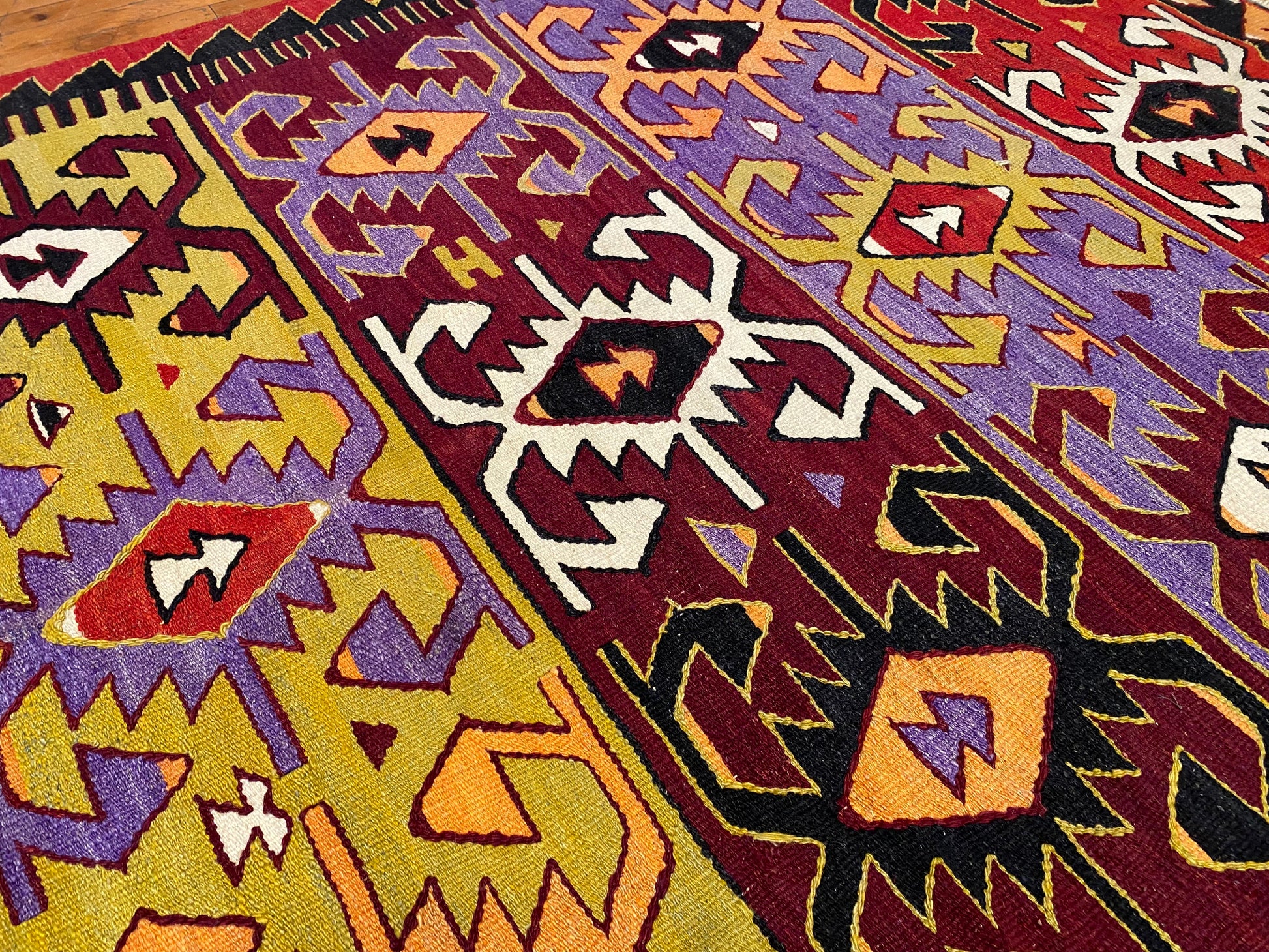 Anatolian Antique Handmade Kilim Rug - Vintage Turkish Wool Carpet 5x9.4 ft Cappadocia Rug Collection