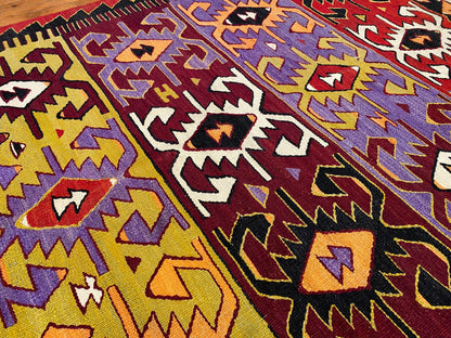 Anatolian Antique Handmade Kilim Rug - Vintage Turkish Wool Carpet 5x9.4 ft Cappadocia Rug Collection