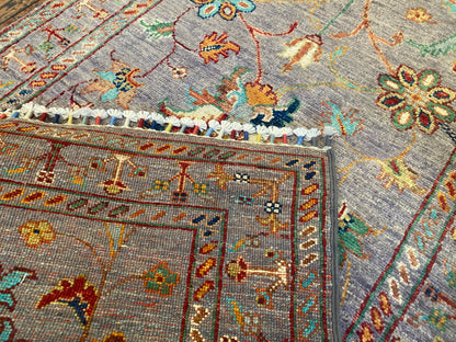 Gray Floral Hand-Knotted Runner Rug: 3''x9'' Premium Double-Knotted Artisan Piece