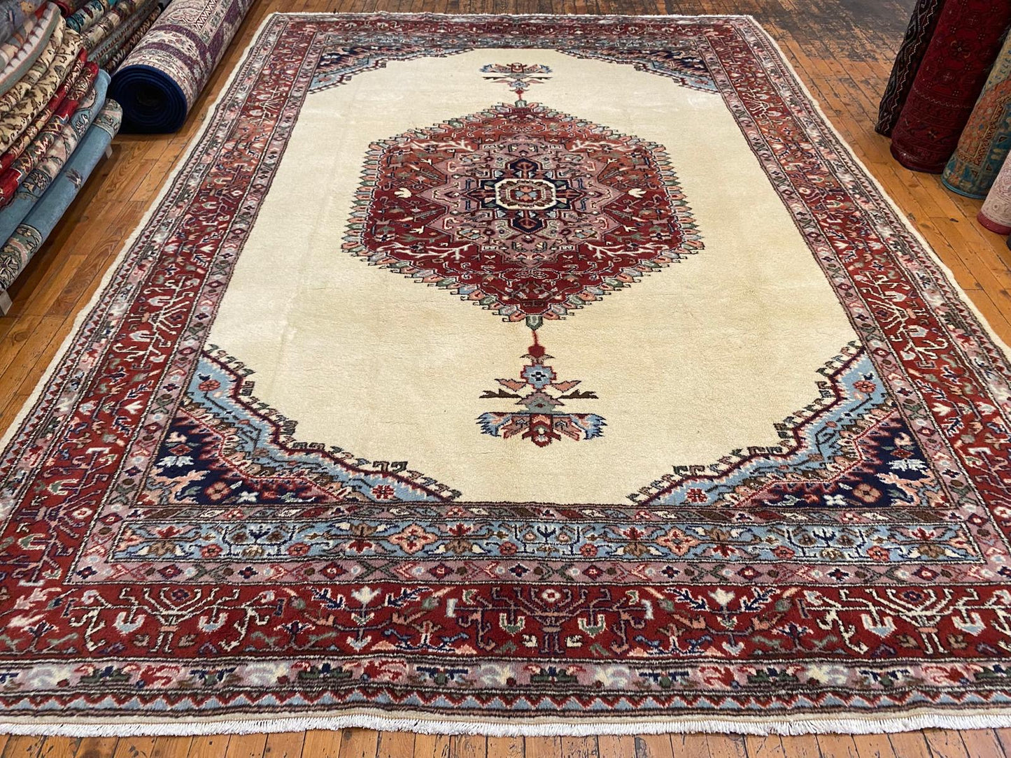 Beige Anatolian Handmade Area Carpet 7x10ft Cappadocia Rug Collection