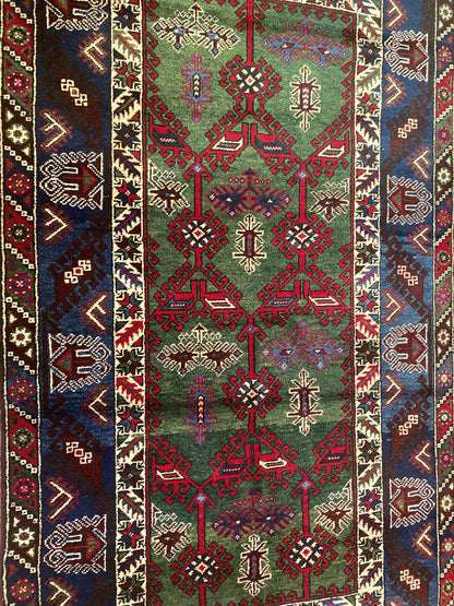 Geometric Pattern Turkish Dosemealti Handmade Green Bacground Area Carpet Cappadocia Rug Collection