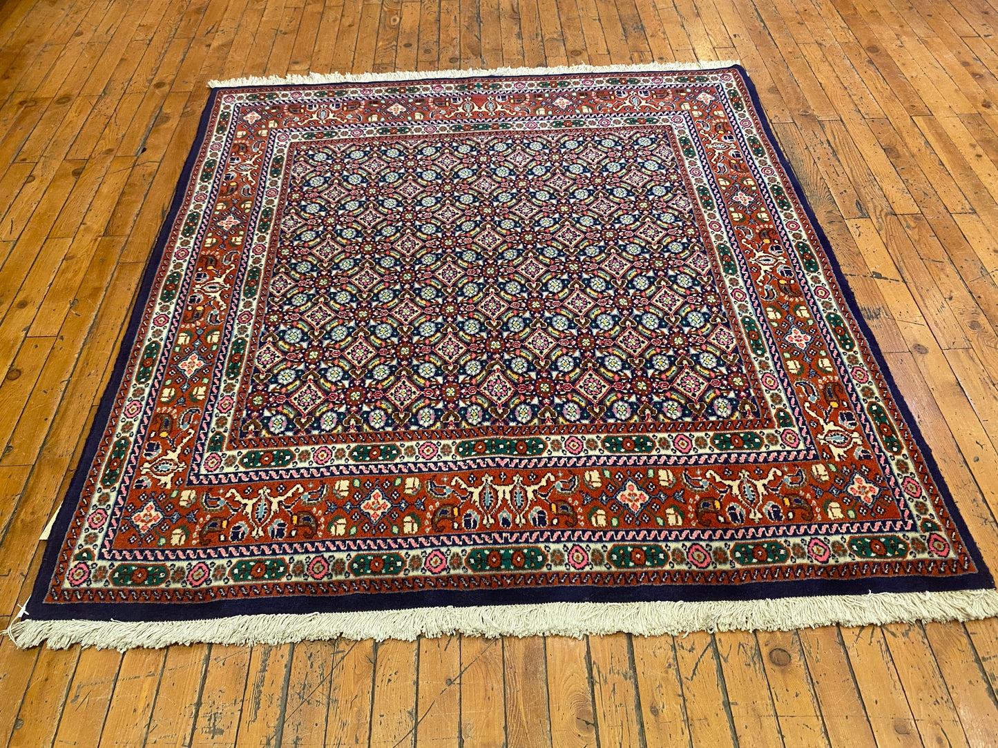 Hereke Square Rug 4x4 ft - Handwoven Turkish Carpet Premium Quality Cappadocia Rug Collection