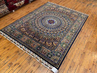 Luxurious Hand-Knotted Wool Oriental Carpet - Geometric Motif 5”x7”