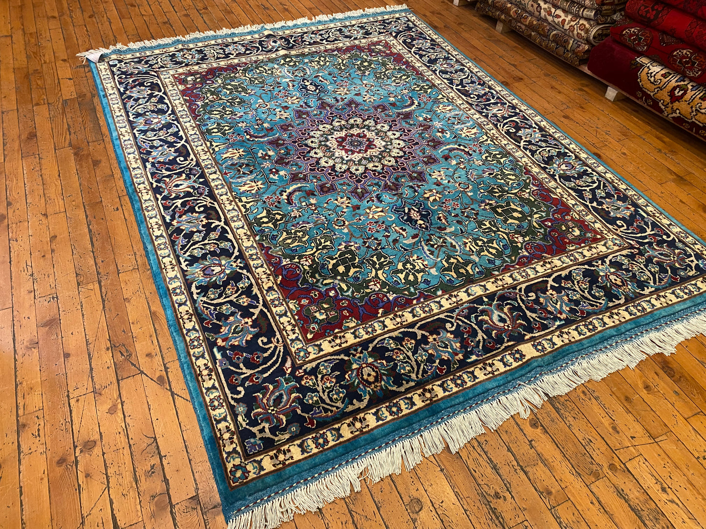 Hand-Knotted Wool Oriental Rug Featuring Geometric Design 5”x7”