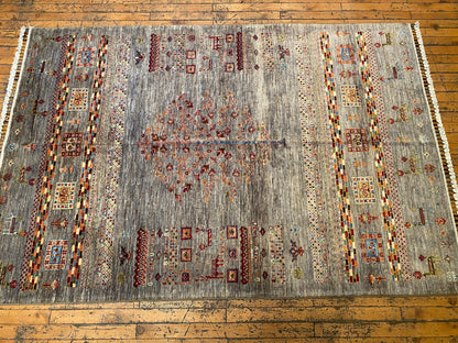 Gabbeh Rug 4x6 ft - Handwoven Wool Tribal Carpet 127x186cm Cappadocia Rug Collection