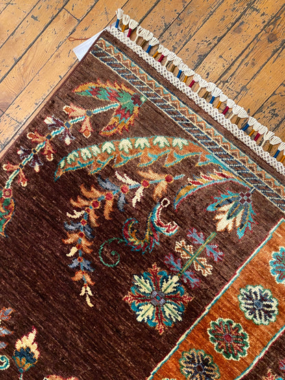 Brown Wool Carpet - Natural Dye Area Rug 4x6ft Cappadocia Rug Collection